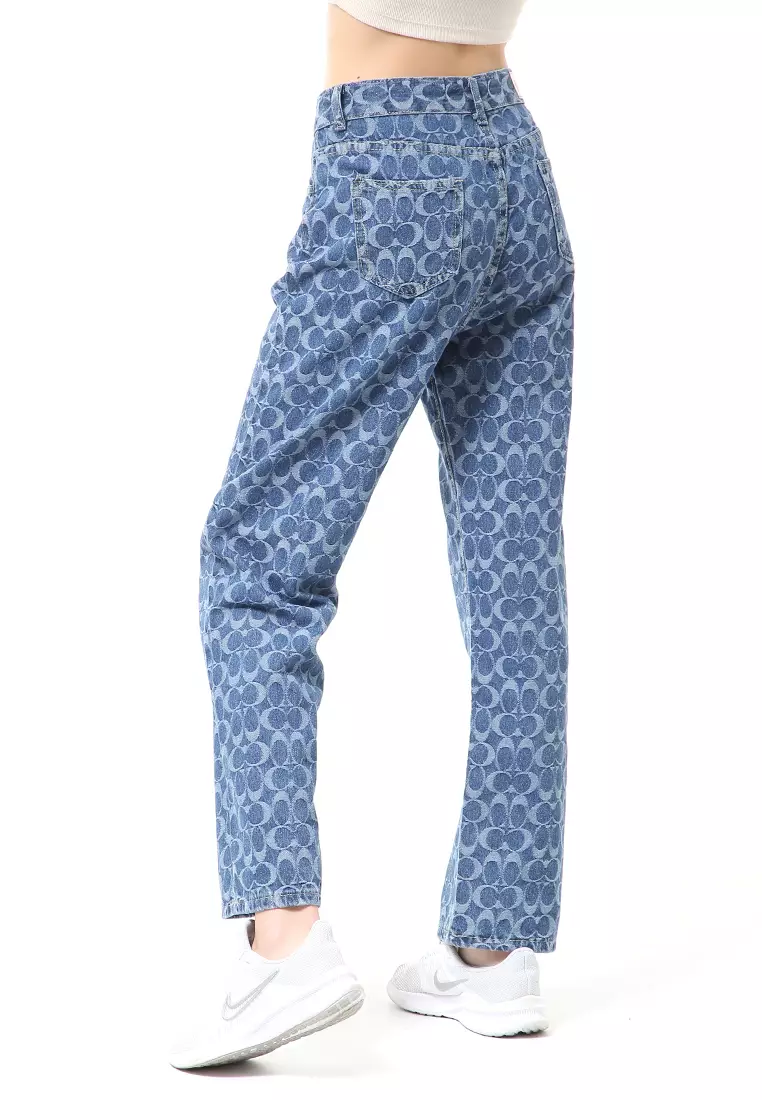 Stella Highwaist Jeans Kulot Wanita Long Pants Stylish Motive Material Denim ORIGINAL - Blue