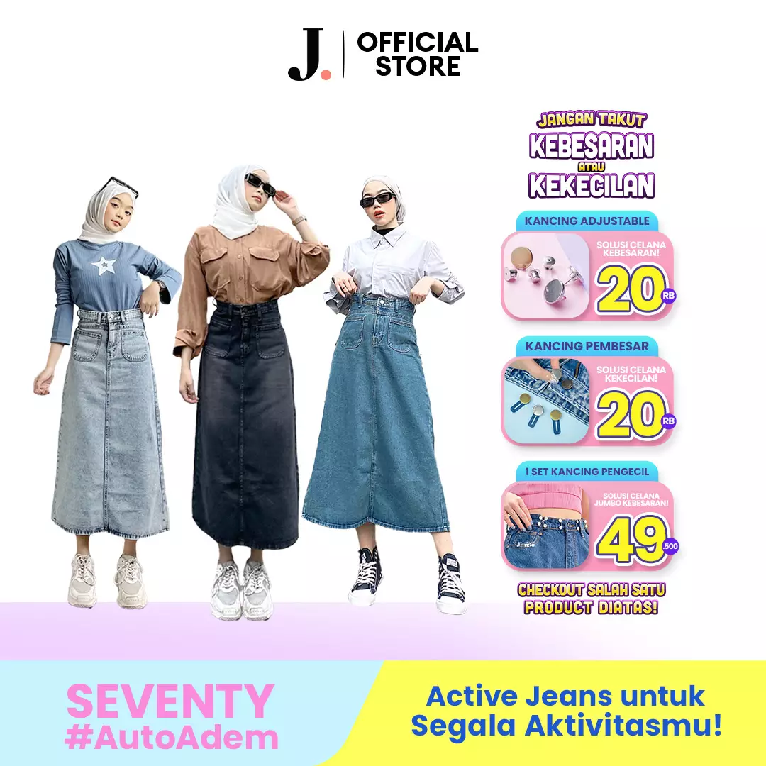 Highwaist Pocket Rok Slit Jeans Panjang 931 SEVENTY
