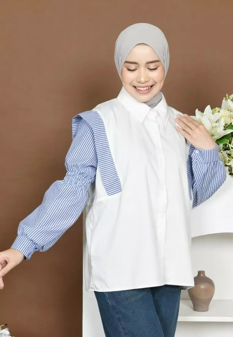 Liya Mix Stripe Shirt - Broken White M18860 R29S1