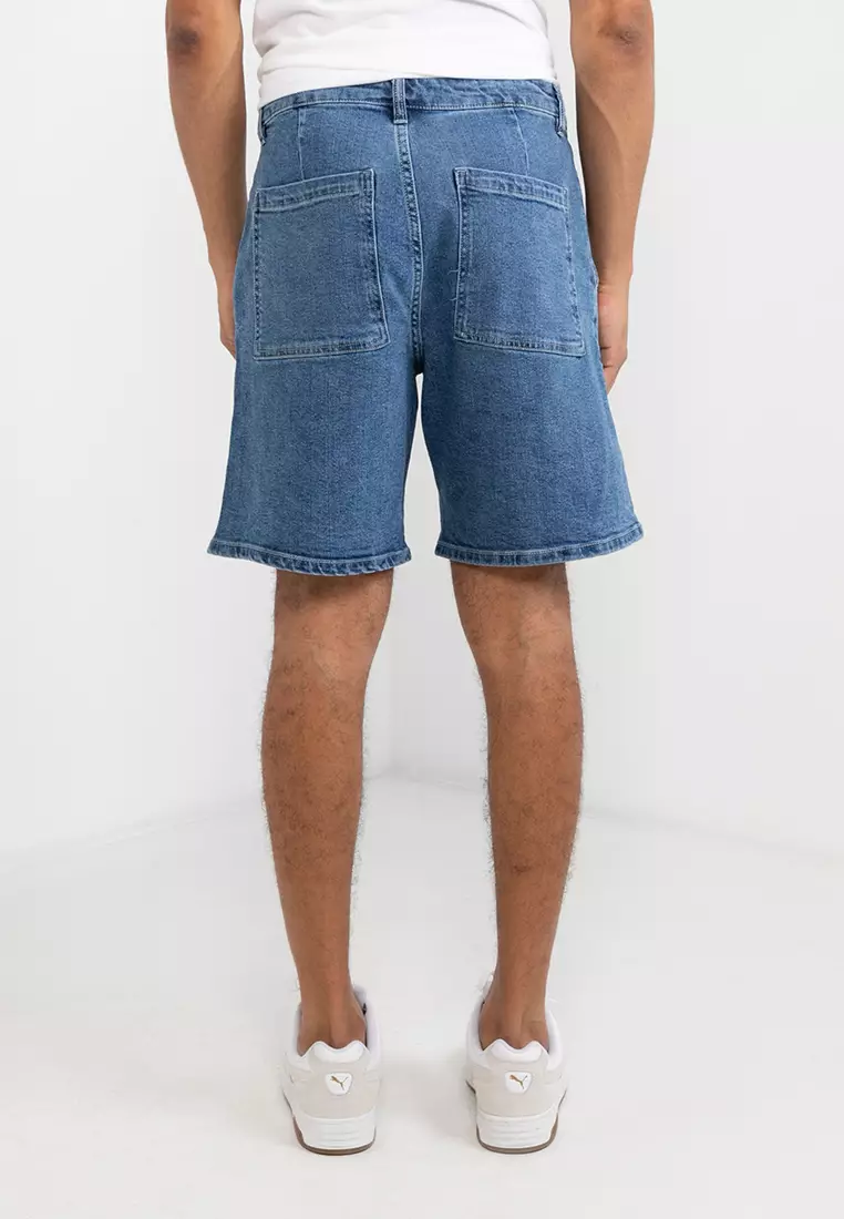 Relaxed fit denim shorts hot sale