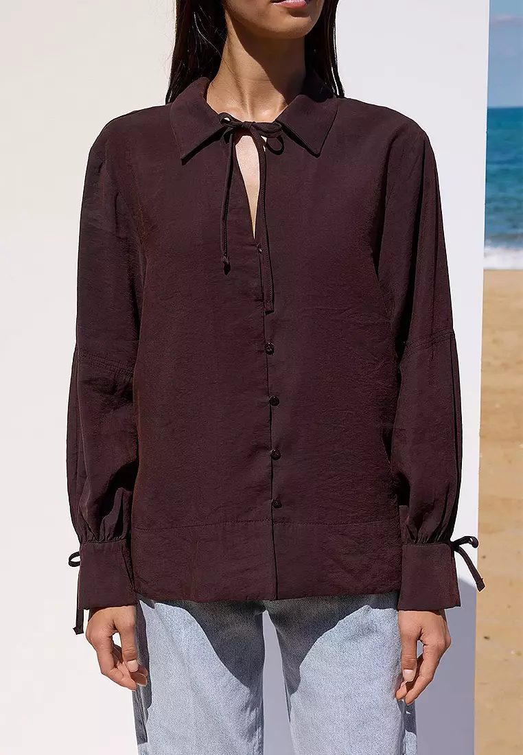 Tie Detail Oversize Shirt