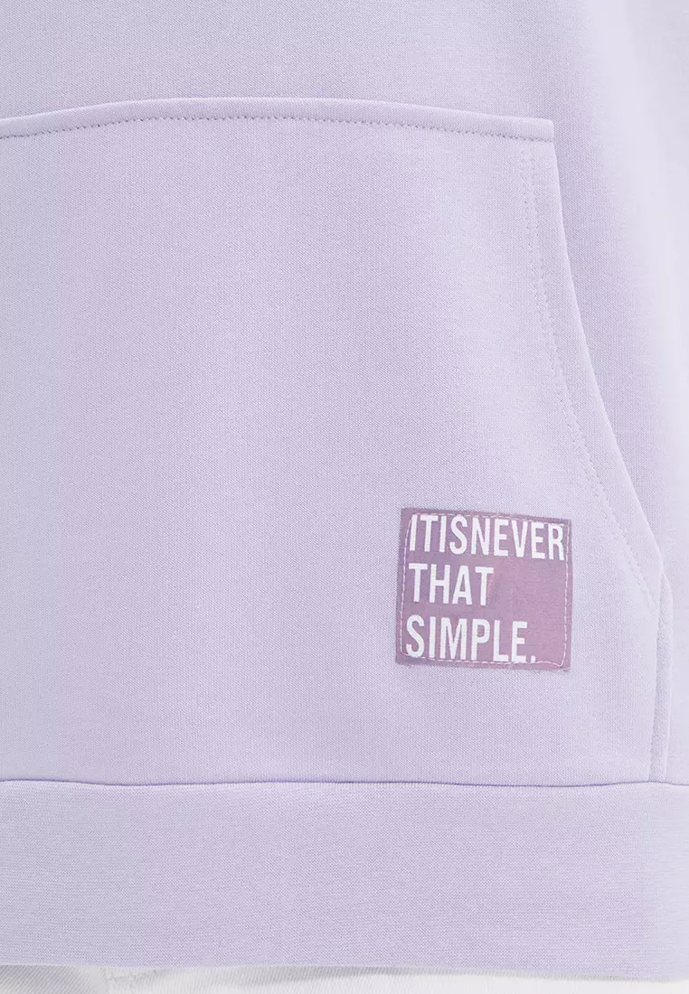 Basic Oversize Hooded Sweatshirt with Patched Label