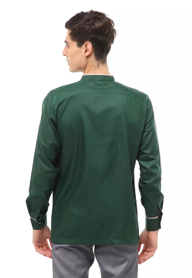 Dwan Atasan Formal Pria Kemeja Koko Khatulistiwa Motive Long Sleeve Material Cotton ORIGINAL - Green
