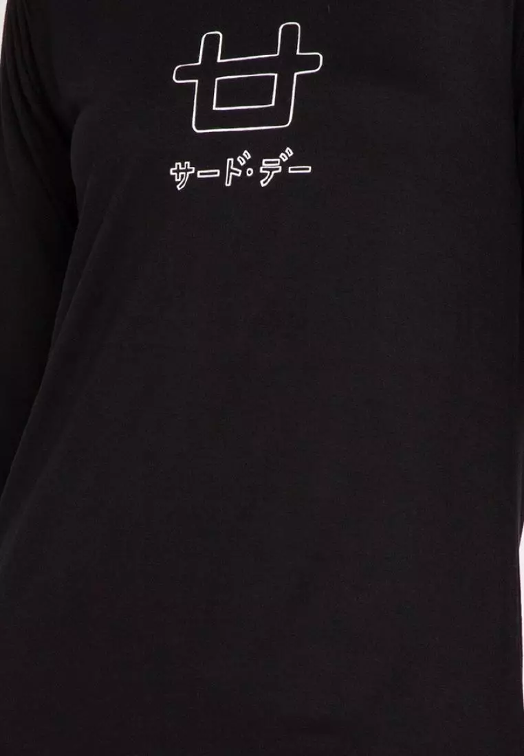 LTC74 mls logo outline hitam hijab lengan panjang