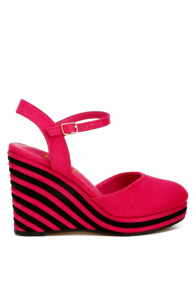 Discount on London Rag  shoes - SKU: Dual Tone Wedge Sandals in Pink