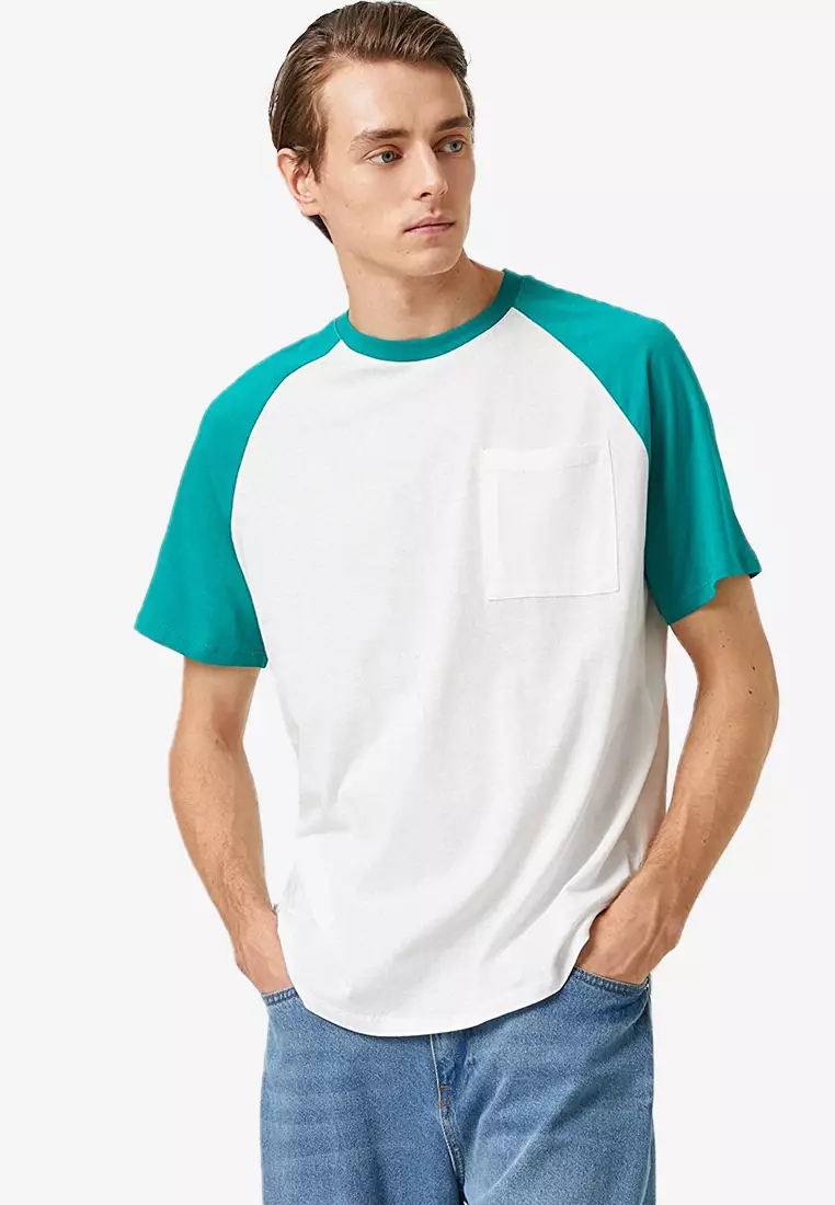 Regular Fit Raglan Sleeves Crew Neck T-Shirt