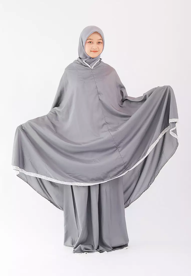 Cotton Bee - Mukena Dewasa List Renda - Grey