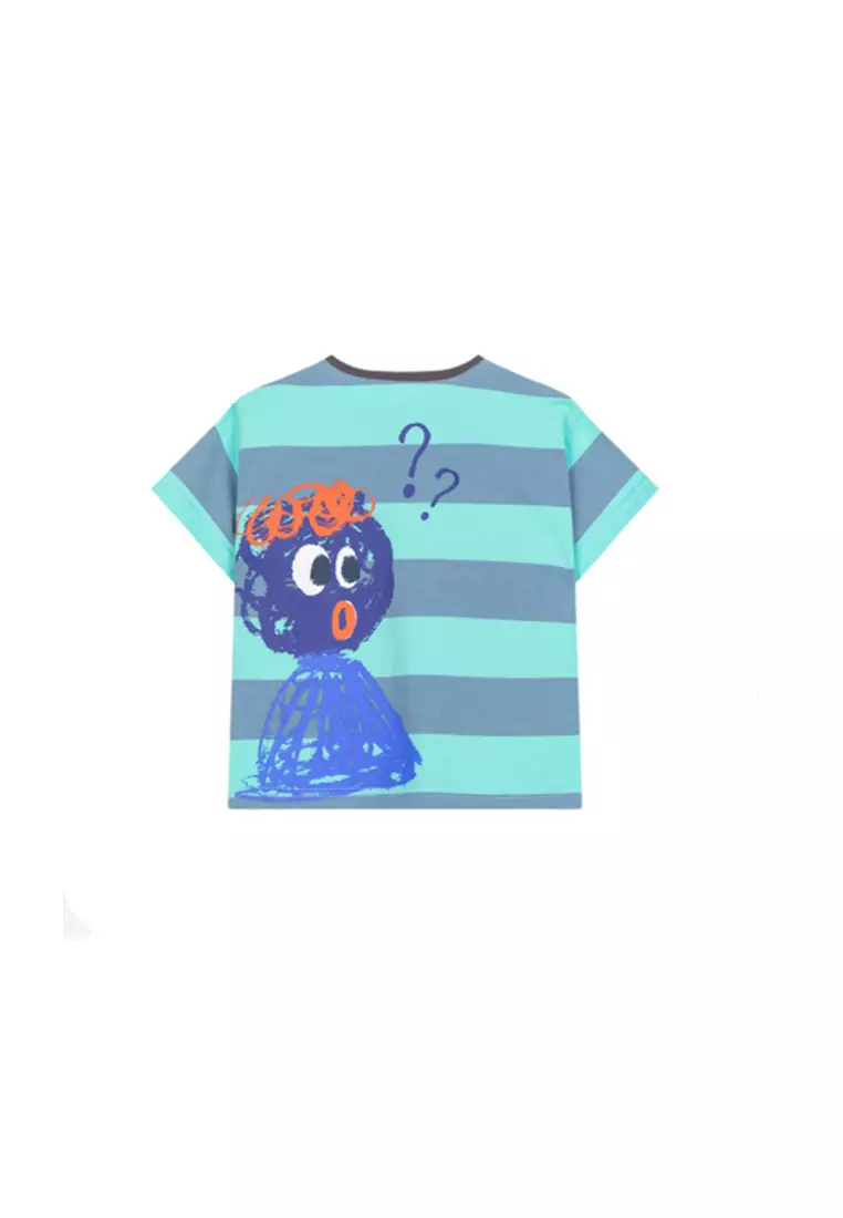 Kids Striped T-Shirt With Graphic Print
