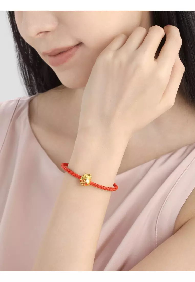 999 24K Solid Gold Cultural Blessing Lucky Money Bag Charm 94330C (Bracelet not included)