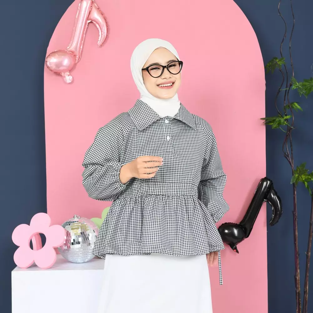 Cepti Blouse Tartan - Black M19868 R65S1