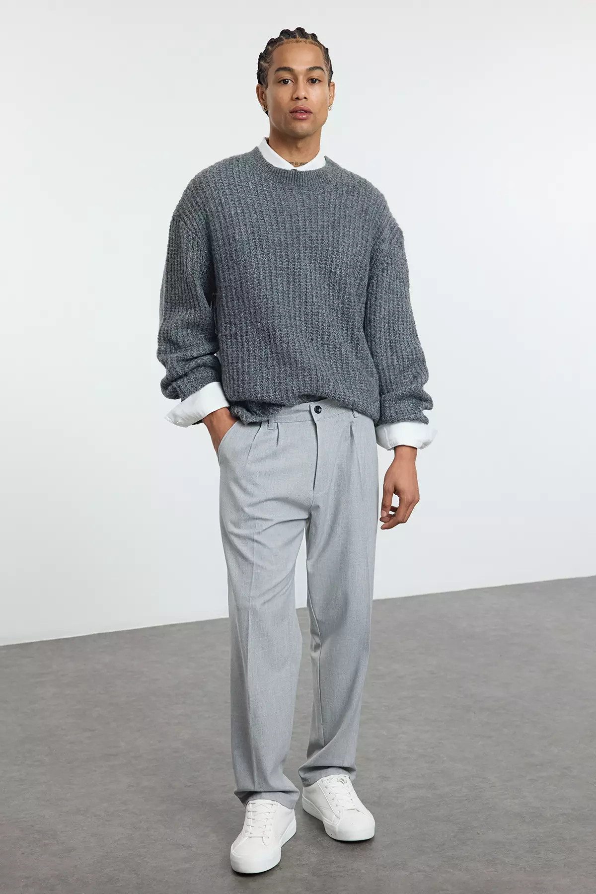 Baggy Fit Pleated Trousers