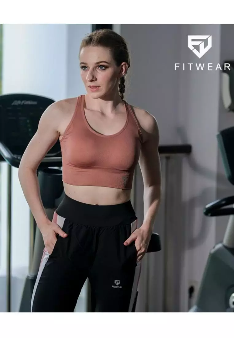 Fitwear - SportBra Olahraga Wanita RIN RIBBED CROP HOOK - Dusty Pink