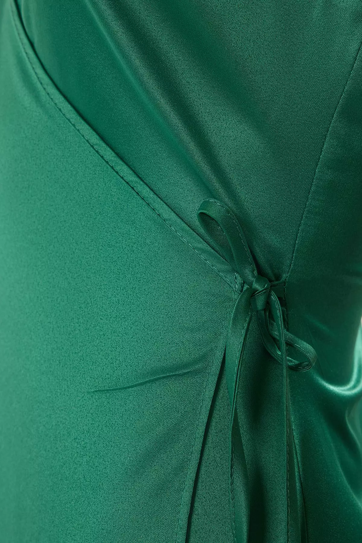Emerald Green A-Line Satin Woven Long Elegant Evening Dress Graduation Dress TPRSS25AE00108