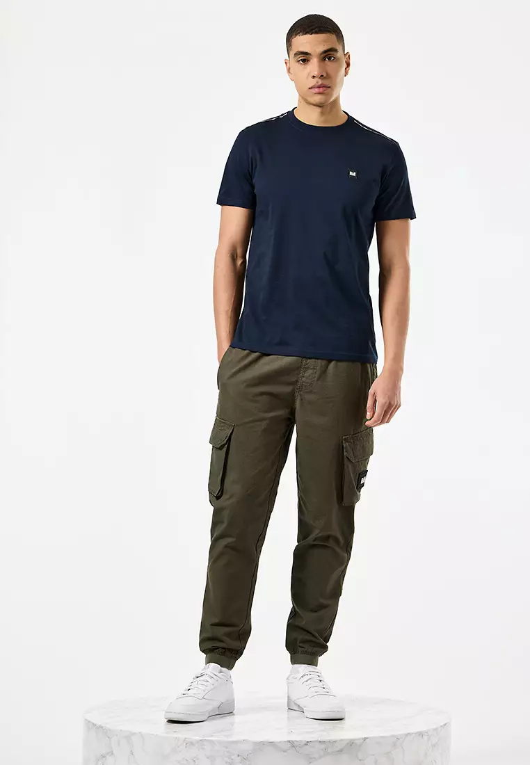 MENS NAVY/MID HOUSE CHECK MANUEL TEE WITH CHECK PIPING