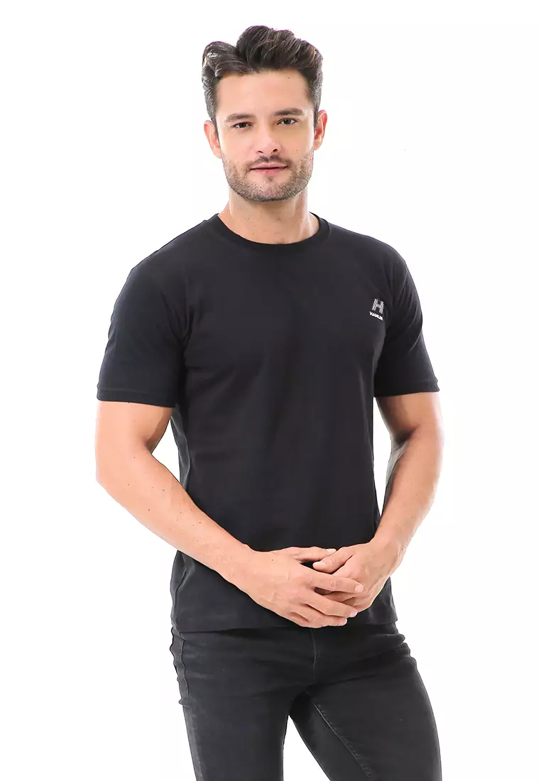 Aisley Atasan Pria Kaos Polos Lengan Pendek Casual T-Shirt Desain Simple Material Cotton ORIGINAL - Black