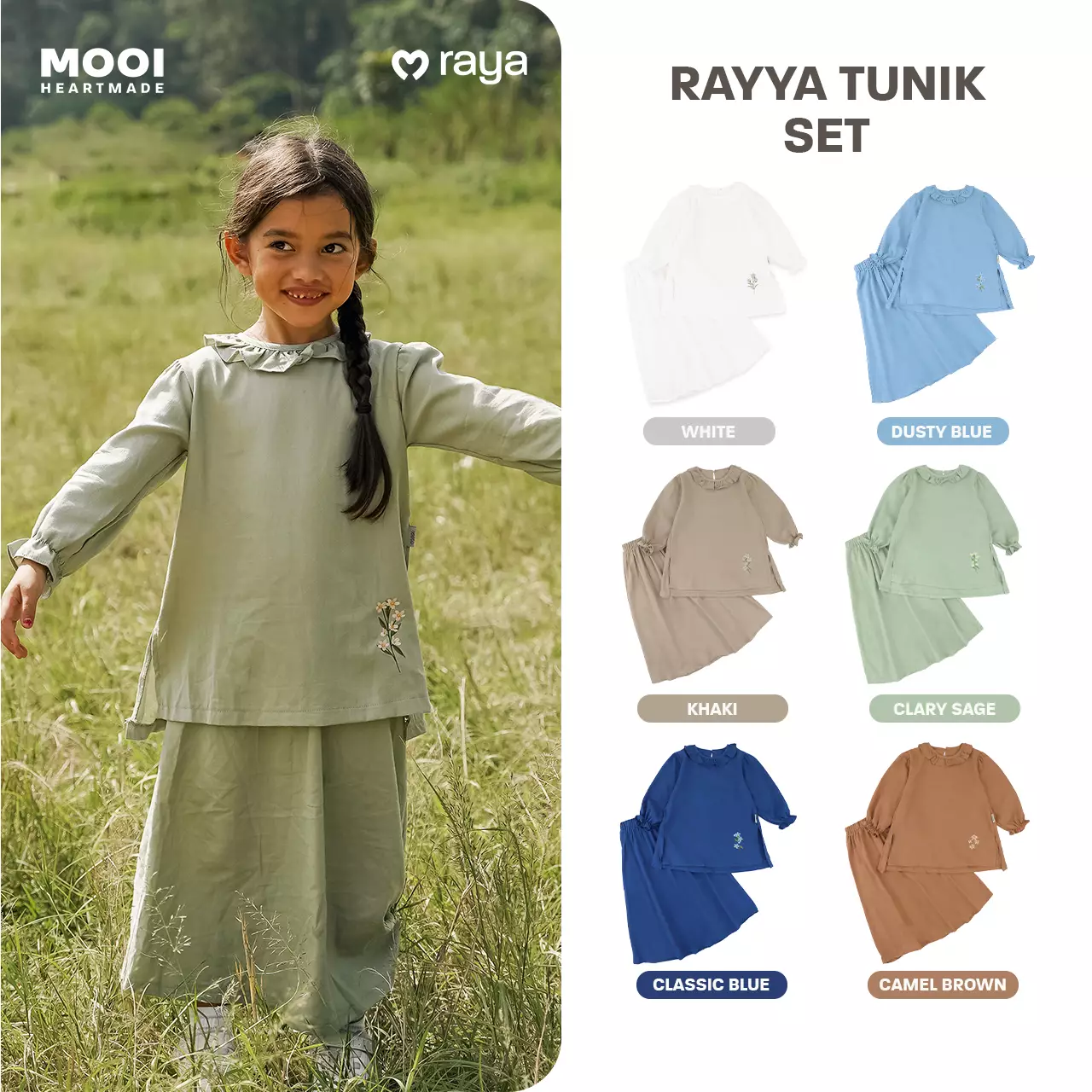 Mooi Setelan Anak Perempuan Raya Collection Rayya Tunik Set - Khaki