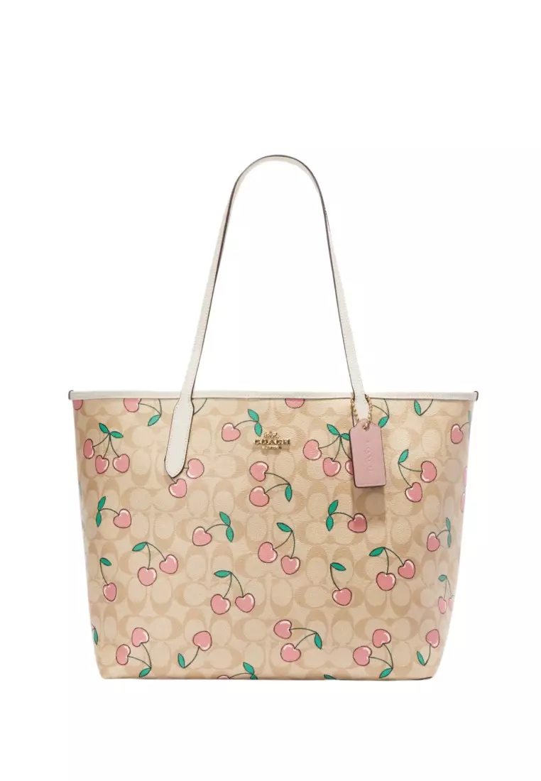 Jual Coach City Tote In Signature Canvas With Heart Cherry Print Light
