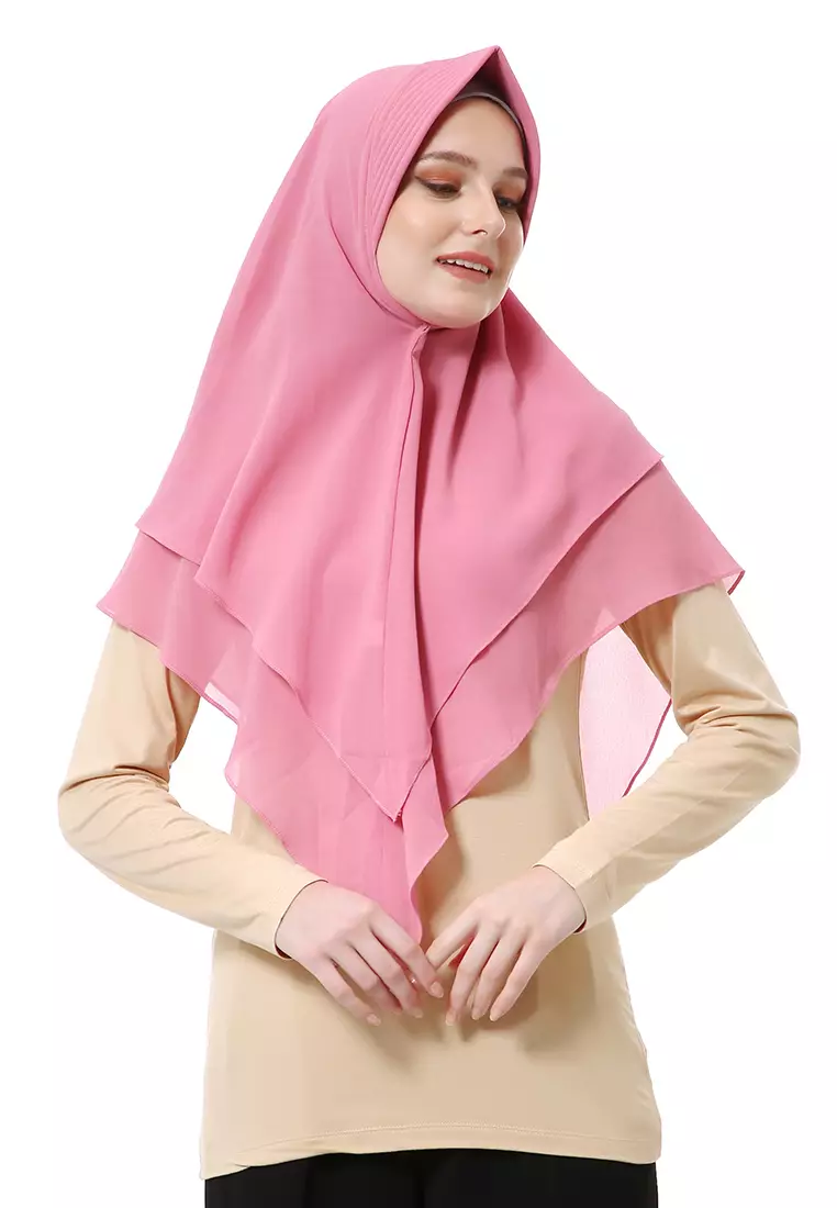 Putri Jilbab Muslimah Wanita Motif Polos Relaxed Fit High Quality Premium - Flaminggo