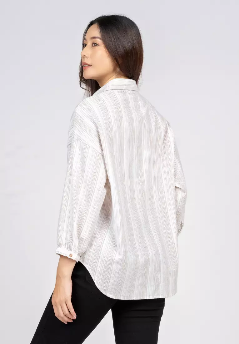 C2 Kyomie Brown Kemeja Casual Oversize Wanita