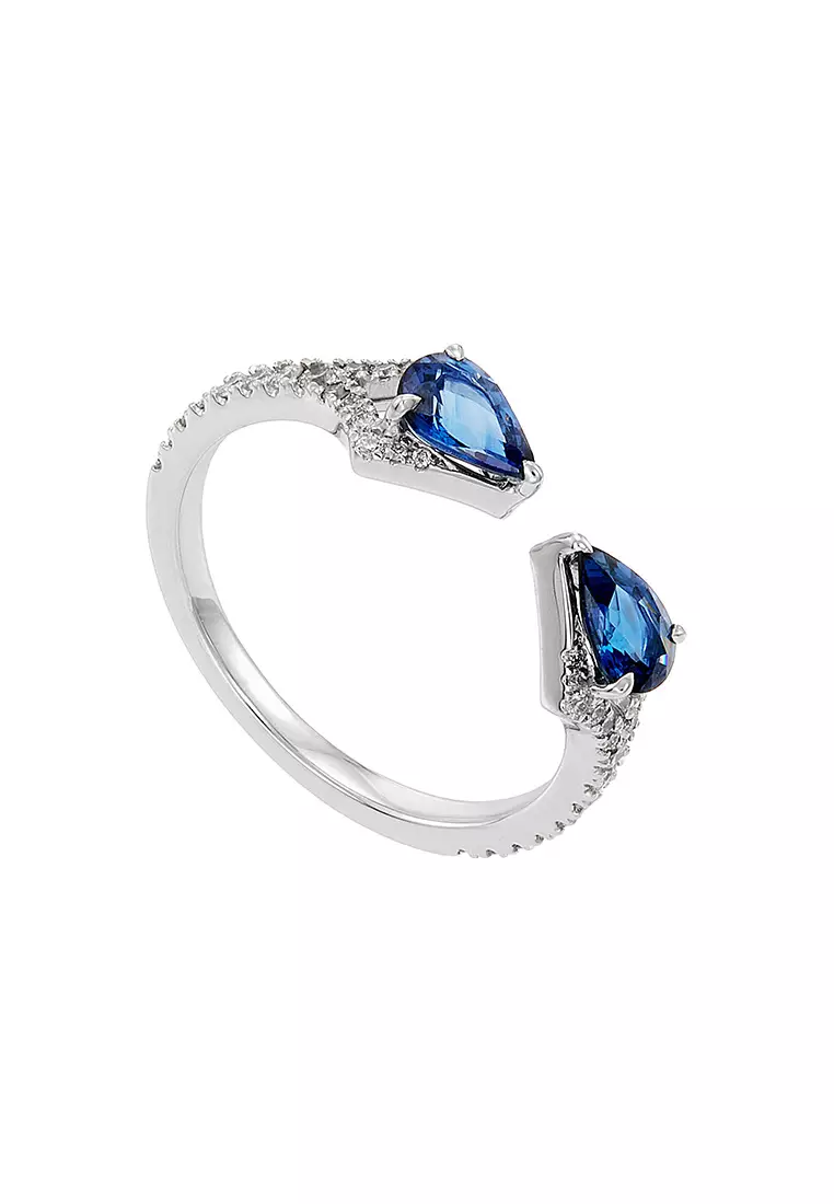 HABIB Pear Blue Sapphire and Diamond Ring in 750/18K White Gold LE4989941024-BS