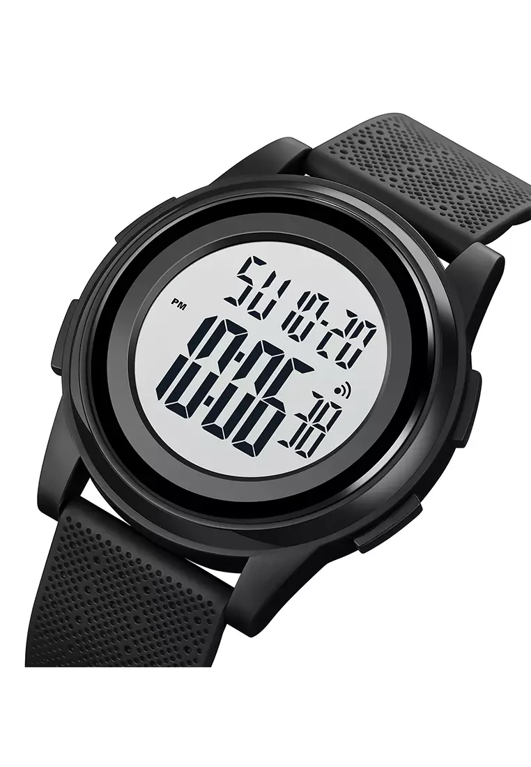 Skmei - Jam Tangan Digital Pria - Black White - Resin Strap - 1895