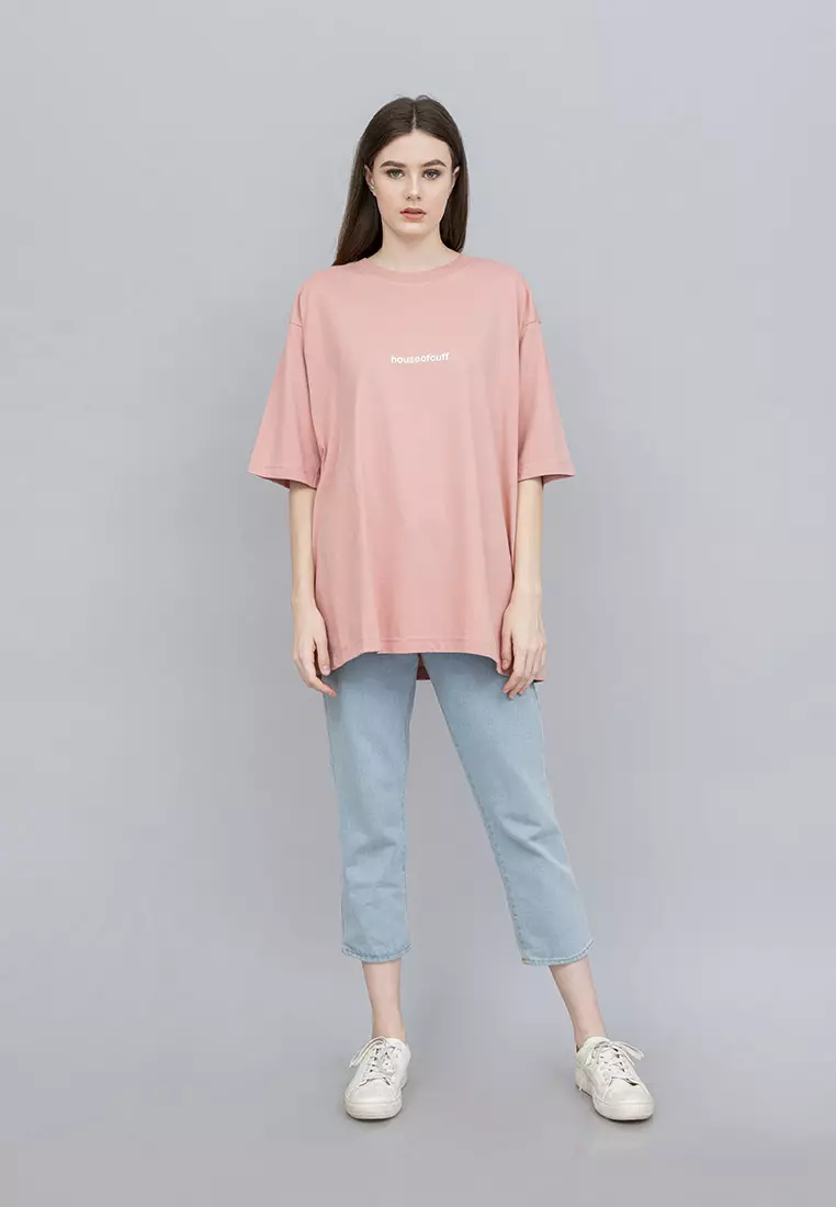 Houseofcuff Kaos Oversized T-shirt Wanita Unisex Tebal Dusty Pink Peta