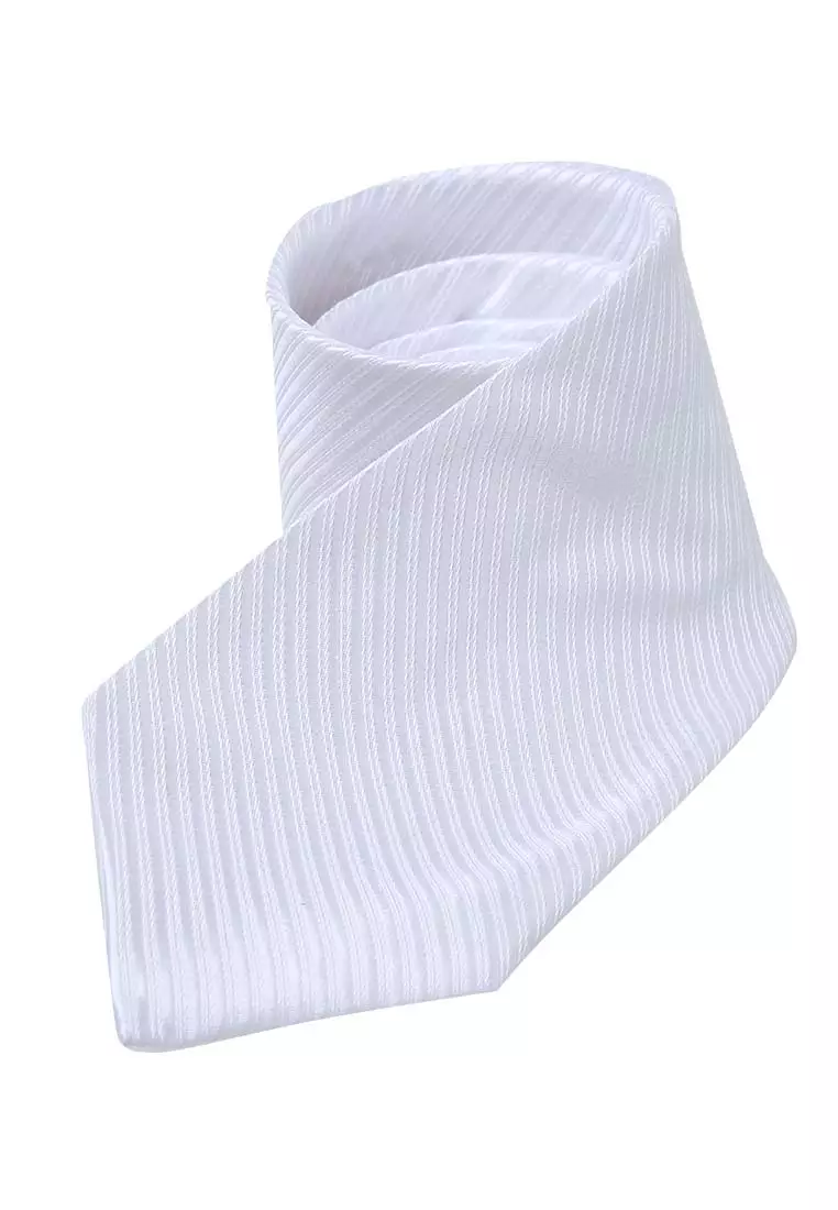 Ocean Dasi Pria Garis Long Line Tie Man Neckwear Aksesoris Fashion Material Polyester ORIGINAL - White