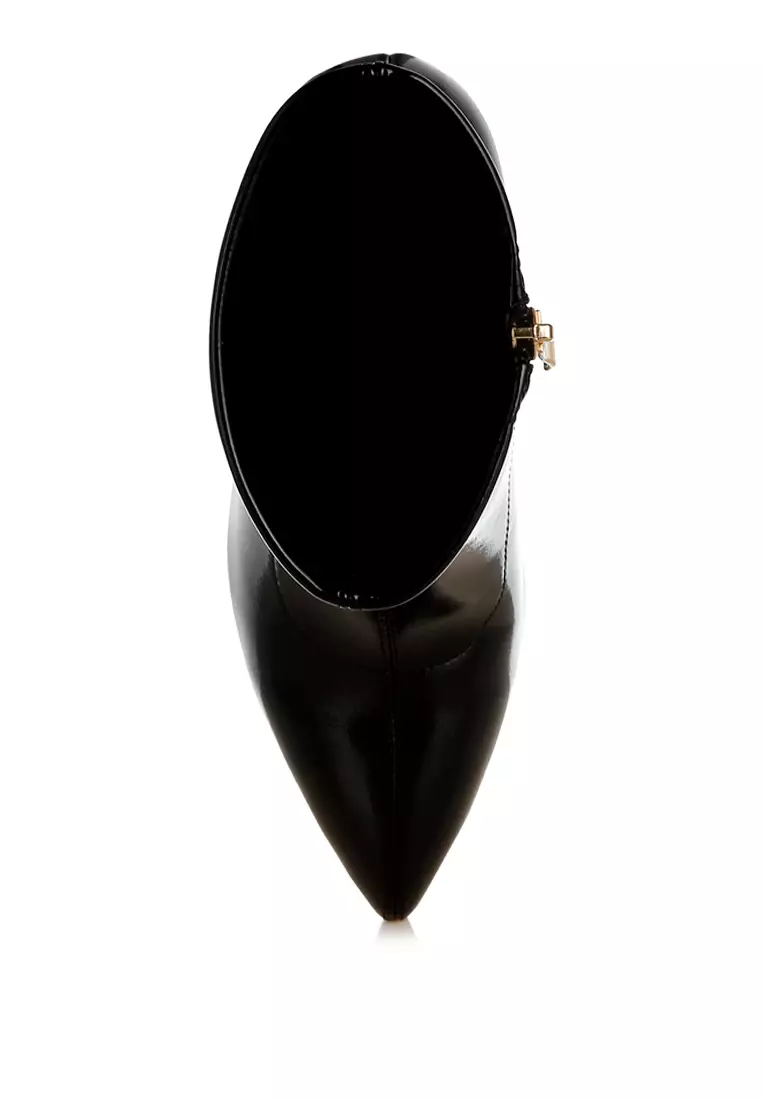 Fantasy Heel Patent Faux Leather Boots in Black