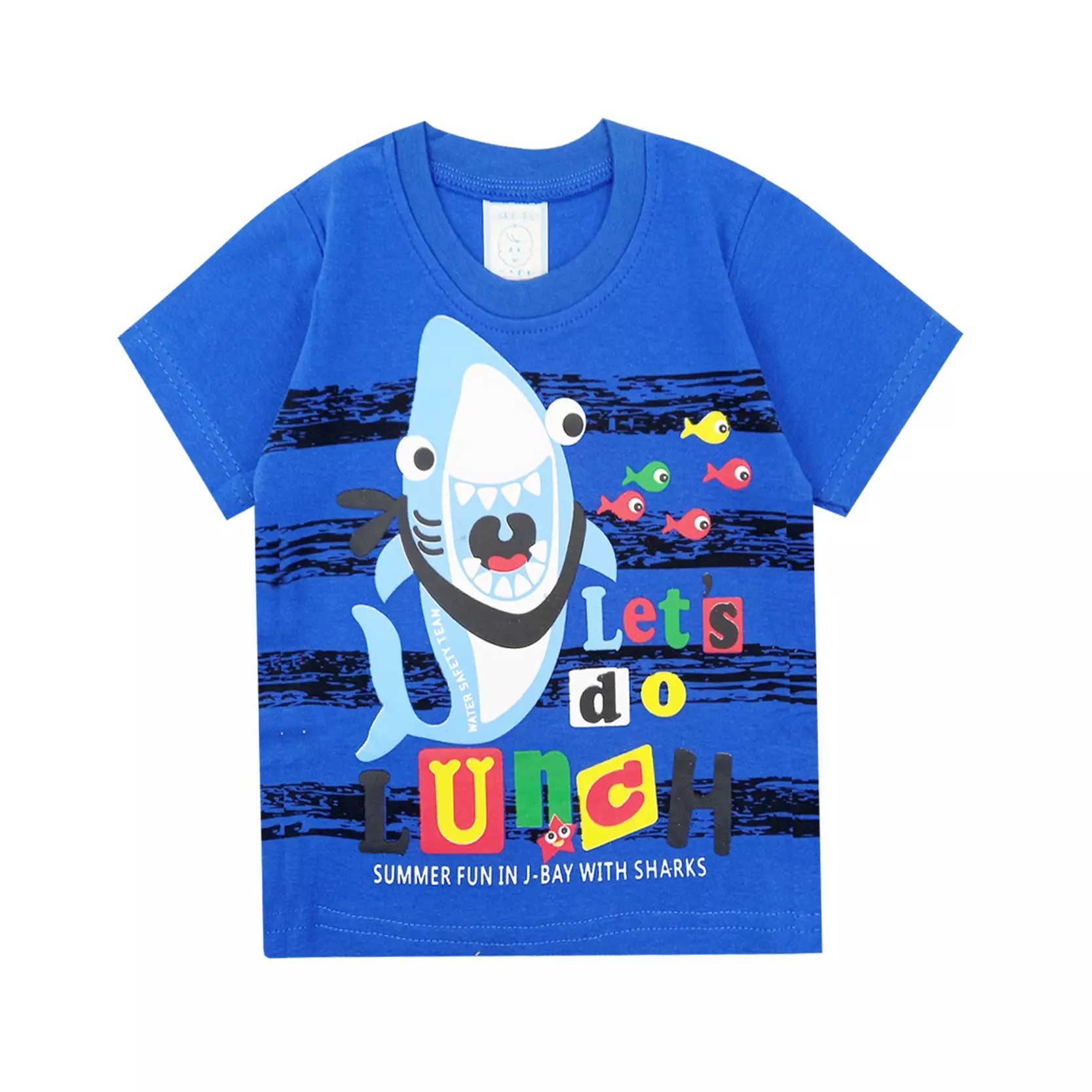 Wakakids Baju Bayi Anak Laki Laki Lengan Pendek Usia 6 Bulan Hingga 12 Bulan Setelan Celana Jeans Motif Shark 3019 Biru