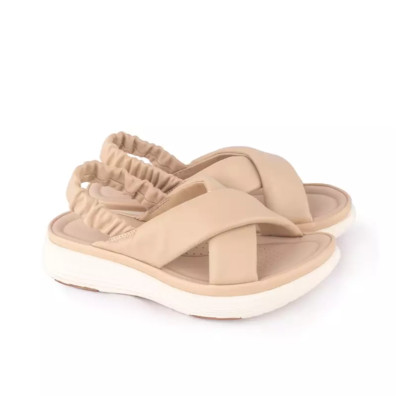 Sandal Strap Sling Back Wanita Casual Gino Mariani Brianna Apricot