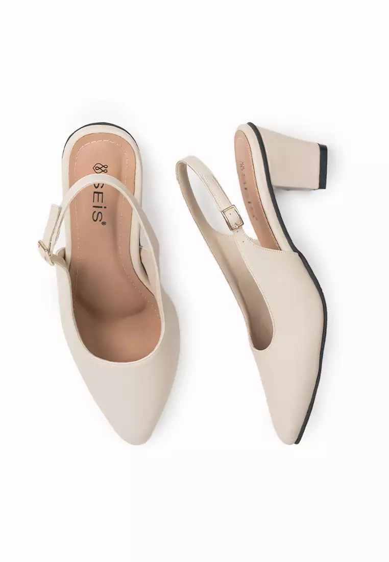 Seis Viona Mules Heels Wanita - Slingback Heels-CREAM