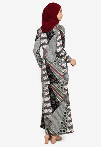 Buy Kebaya Modern English Cotton from Azka Collection in Black and White and Red at Zalora