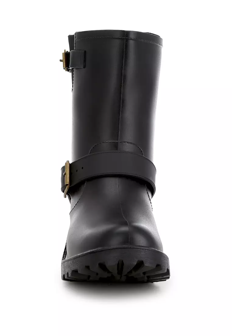 Black Harness Detail Rain Boots
