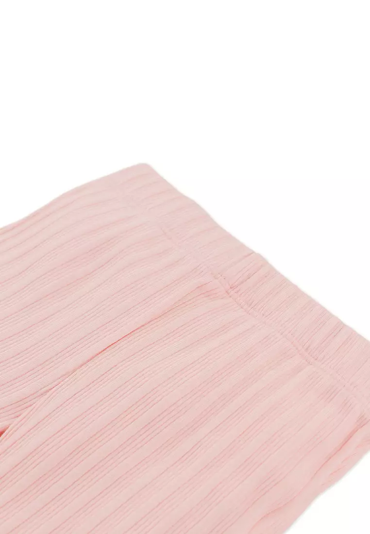 Baby Marta Ribbed Bootcut Leggings with All-Over Print and Side Slit Bows