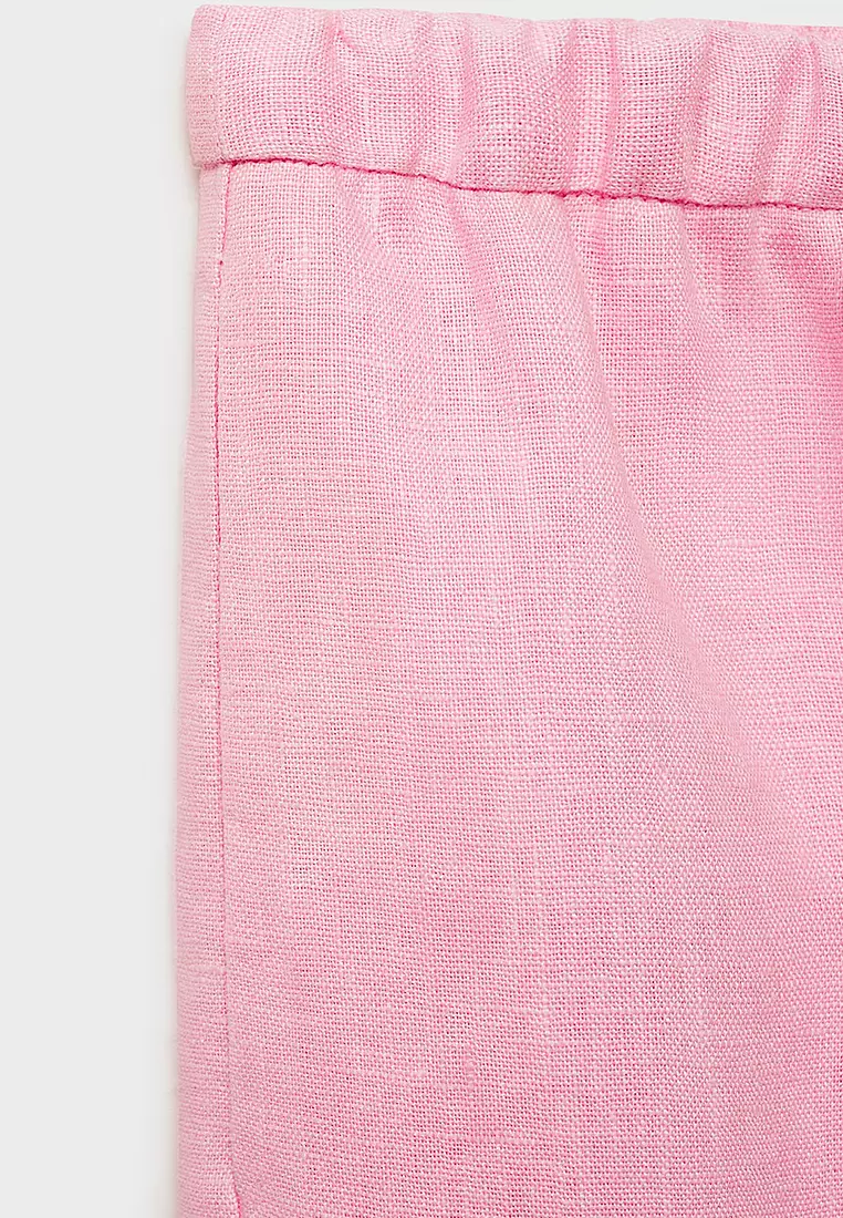 Straight Linen Pants With Bow