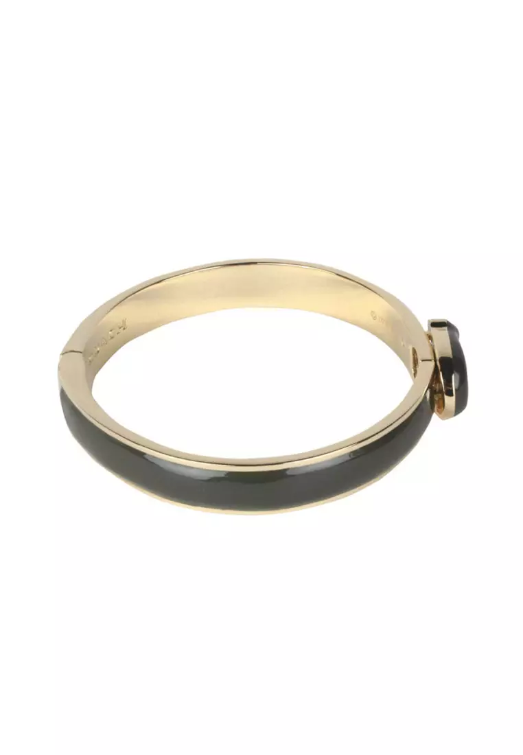 Sculpted C Hinged Bangle Bracelet in Green/Gold 448361