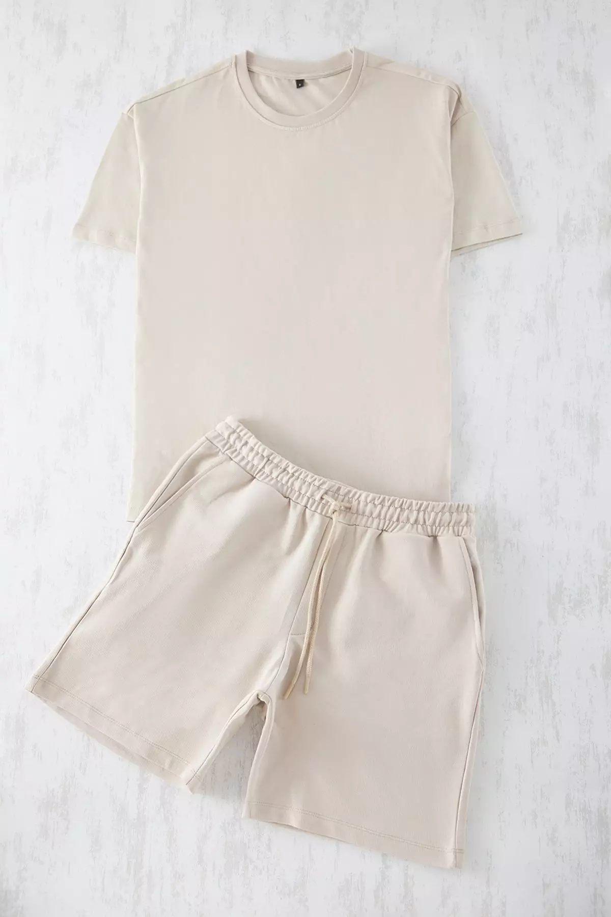 Stone 3-Piece Oversize/Wide Cut T-Shirt, Sweatpants, Shorts 100% Cotton Tracksuit Set TMNSS25EM00001