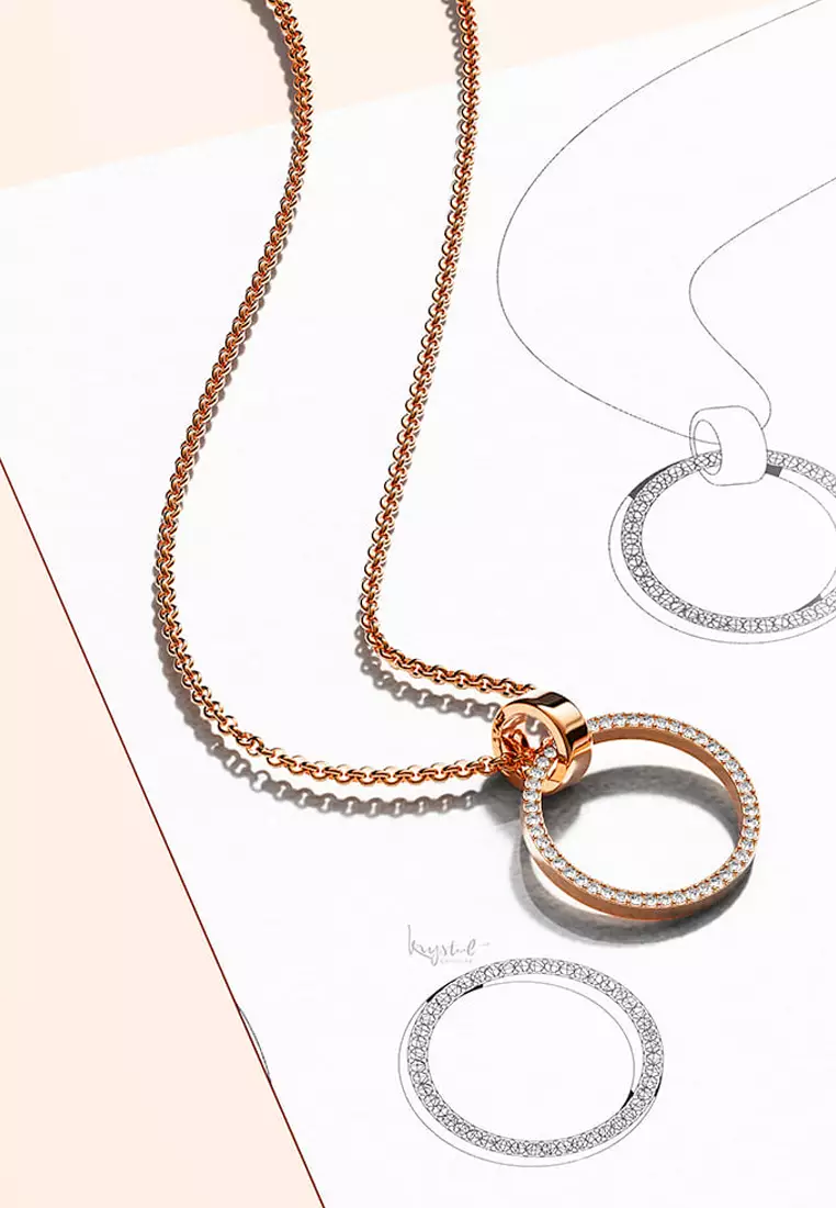 KRYSTAL COUTURE Orbit of Charm Necklace Embellished with SWAROVSKI Crystal in Rose Gold