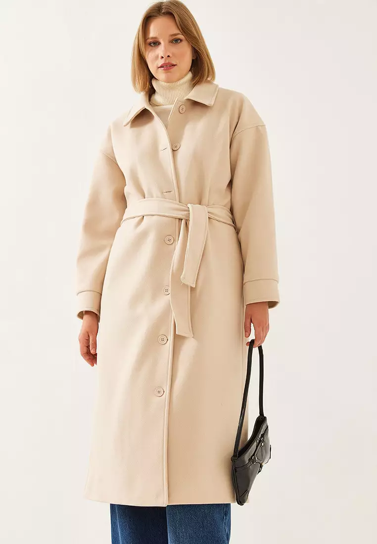 Women's Belted Long Stamp Coat 2498 60261002