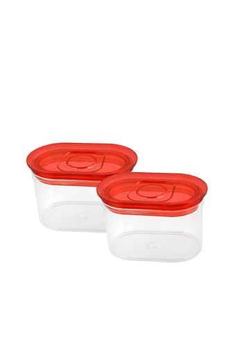 Biesse Casa Biesse Casa 2 Pcs Set 750ML  Oval Airtight Canister with Silicone / Food Storage Container / Spice Jar Container - Red DF7ABHL49255AAGS_1