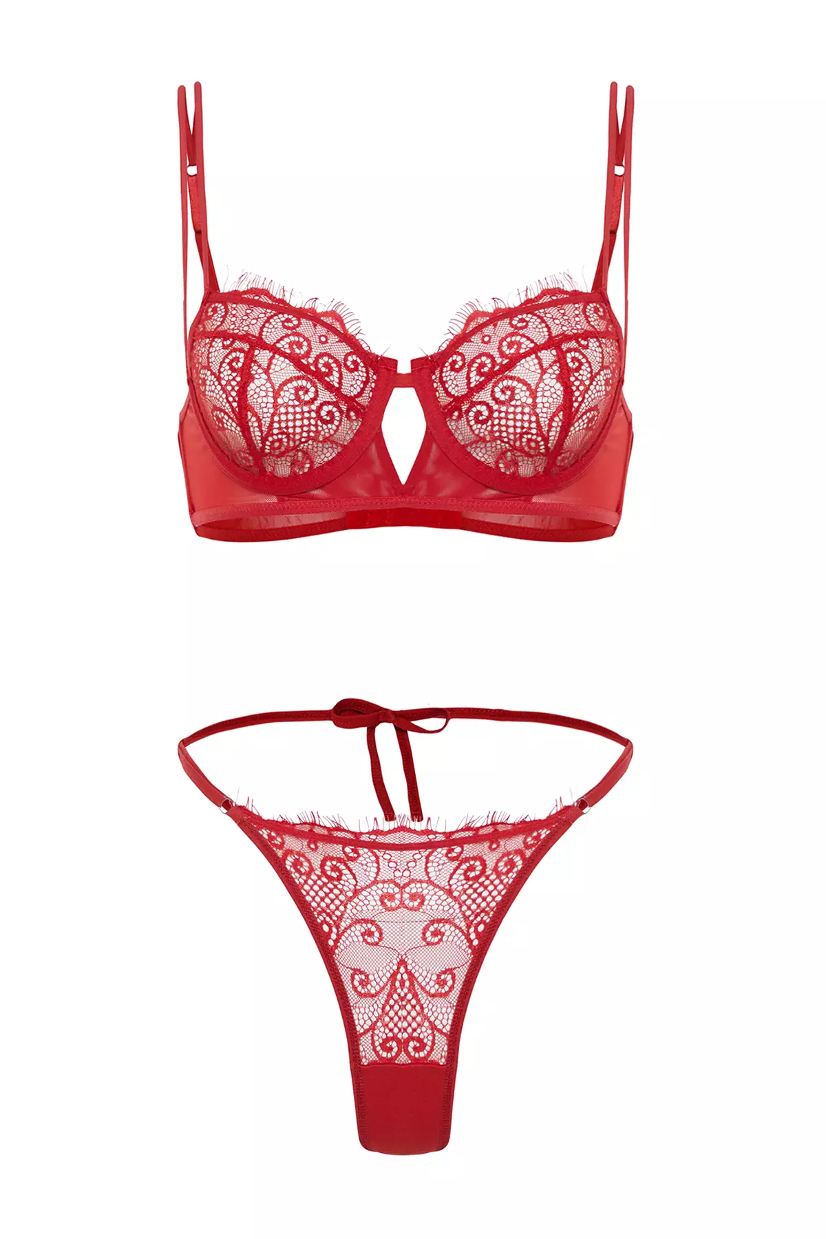 Mesh Balconette Bra & Thong Panties Set