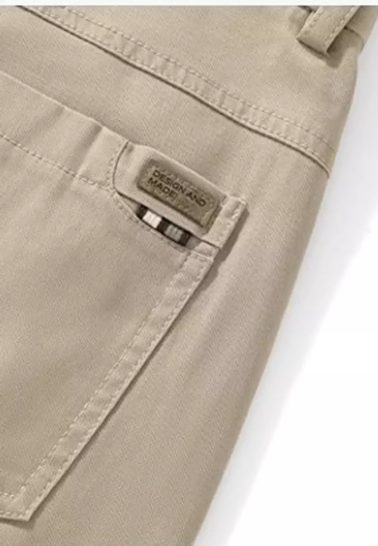 型男修身斜布褲