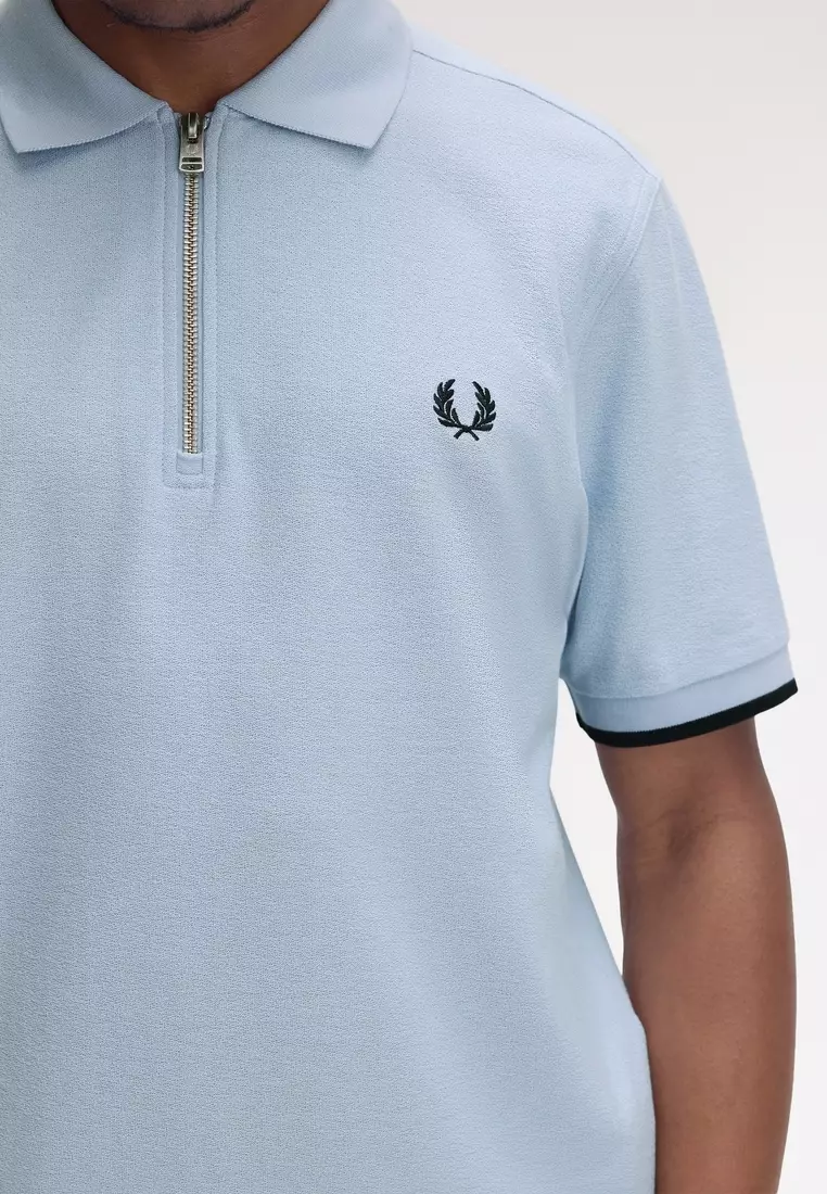 Buy Fred Perry Fred Perry M9886 CREPE PIQUE ZIP NECK SHIRT (LIGHT