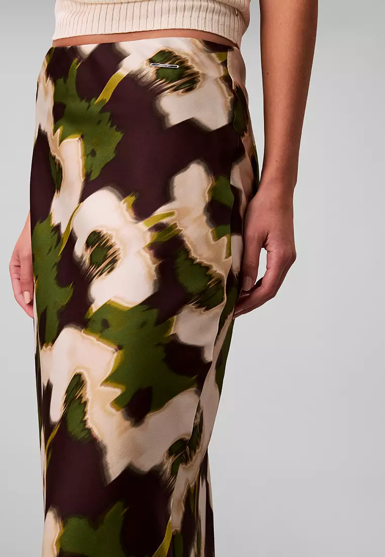 Printed Satin Midi Slip Skirt - Calvin Klein Jeans