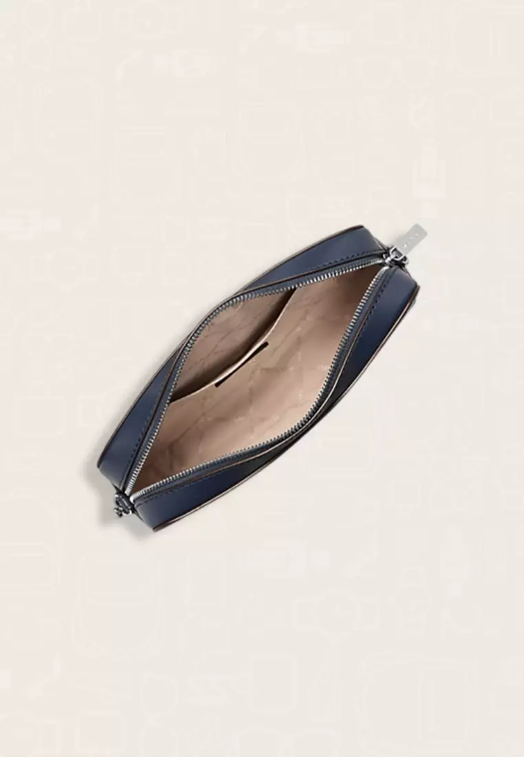 Michael Kors Jet Set Large Polka Dot Signature Logo Crossbody Bag Navy