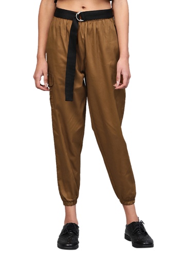 RedCheri brown Brown Jogger Belted Pants 94FC2AA8321D3BGS_1