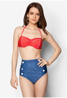 PINK N' PROPER  Retro Pin Up High-Waist Bikini Set