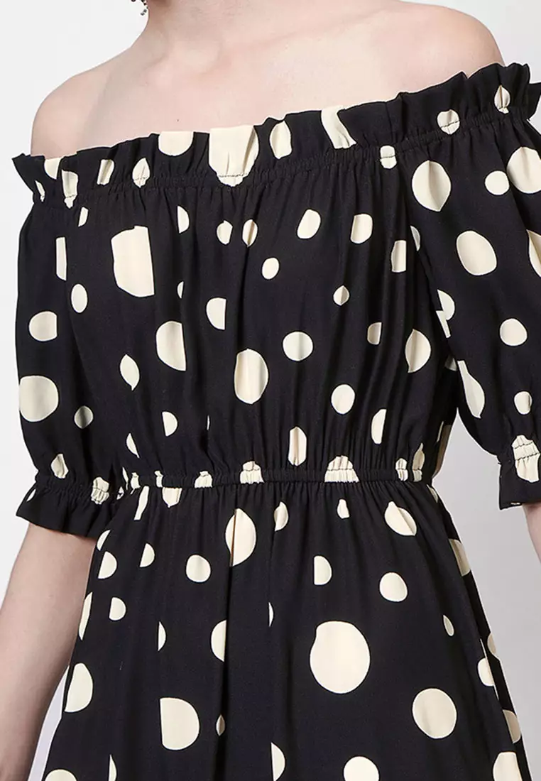 Off-Shoulder Tier Midi Dress