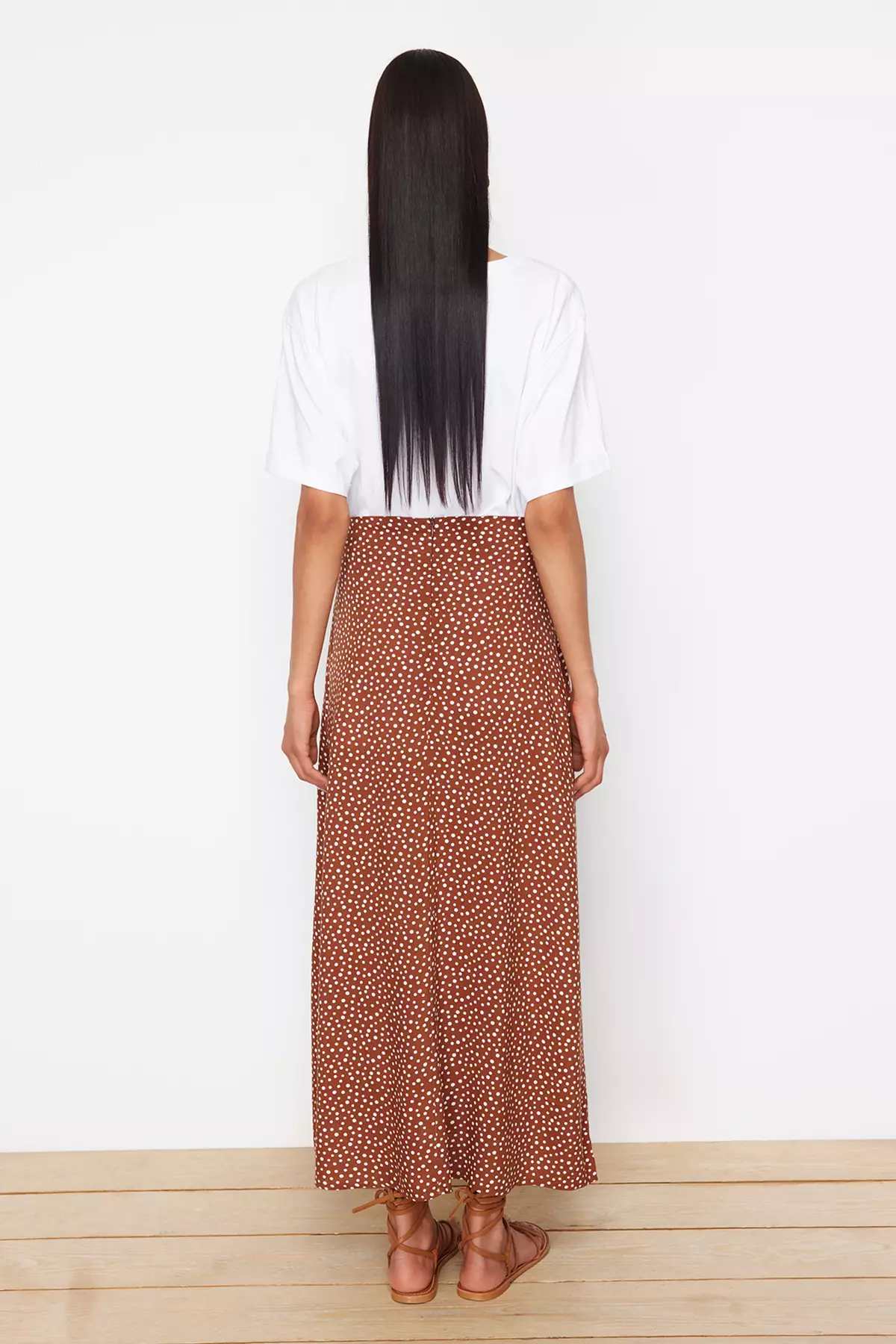 Brown Flowering Maxi A-Line Regular Skirt