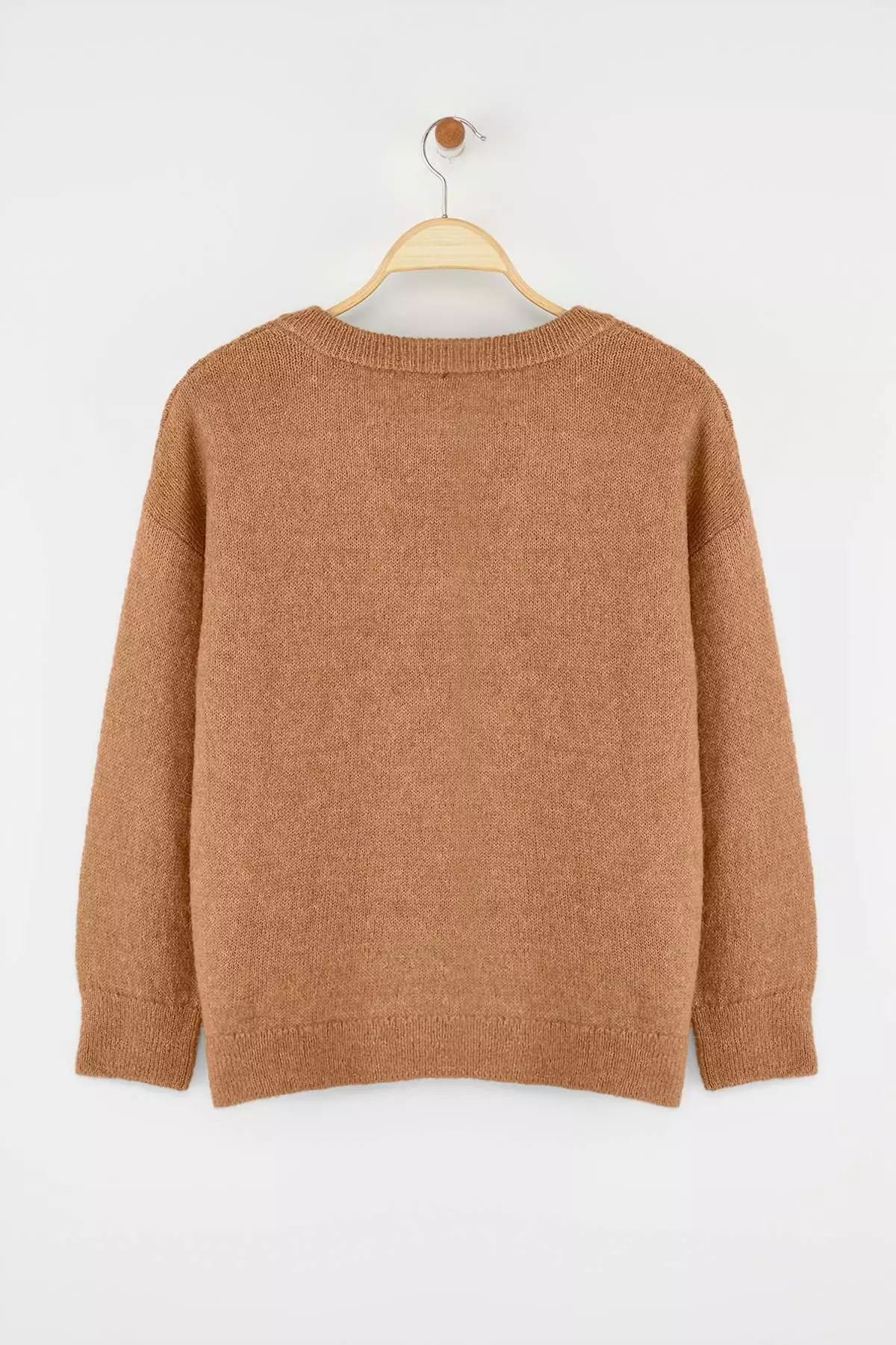 米色羊駝毛混紡闊管針織毛衣